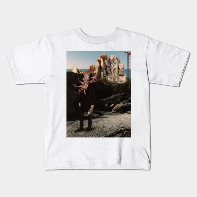 "Going for a Walk with Death" Collage Art Kids T-Shirt by th3vasic